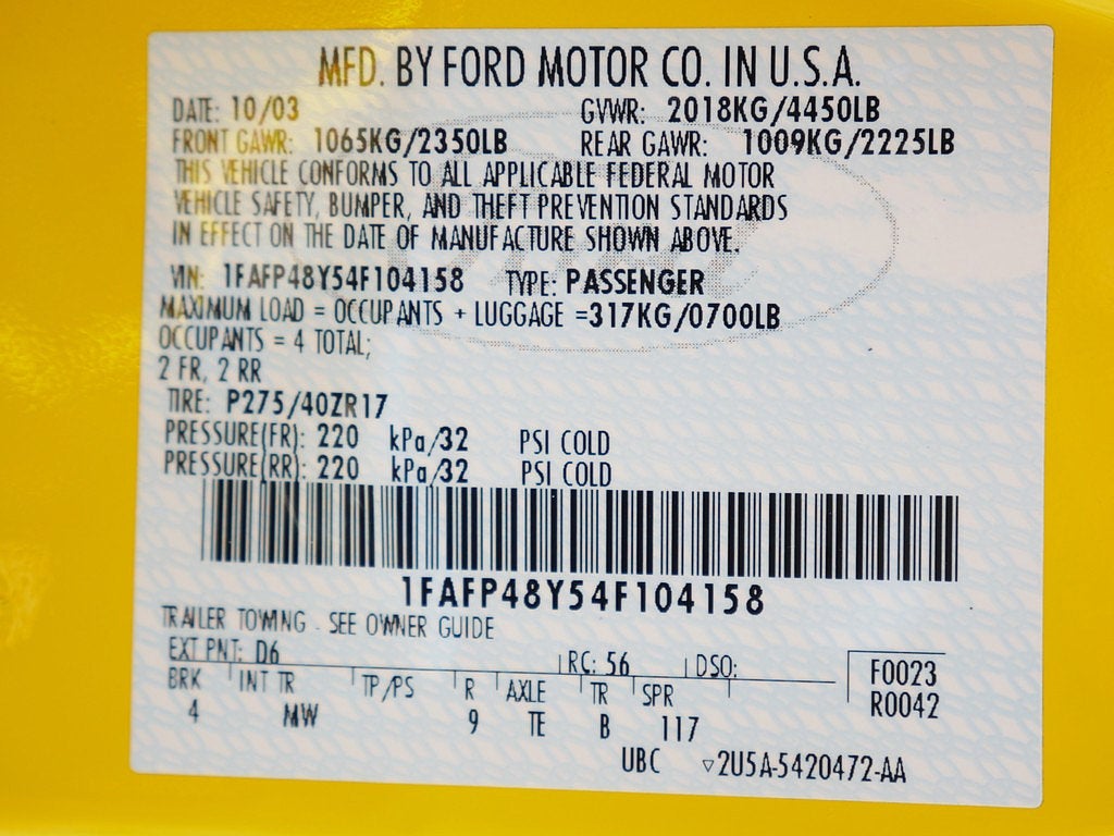 2004 Ford Mustang Cobra TERMINATOR