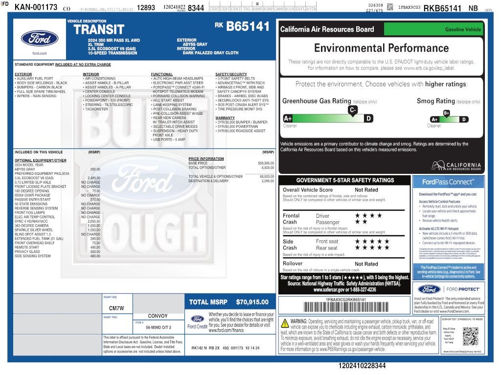 2024 Ford Transit-350 XL 12 PASSENGER AWD 3.5 ECOBOOST
