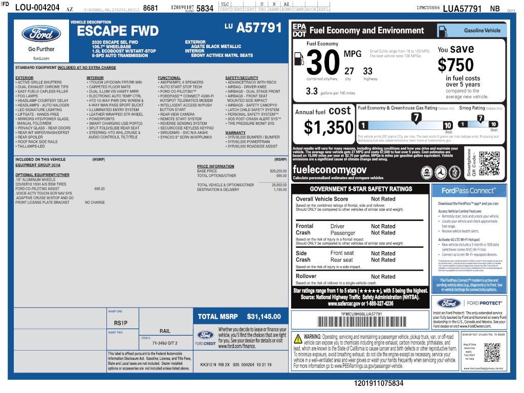 2020 Ford Escape SEL FWD