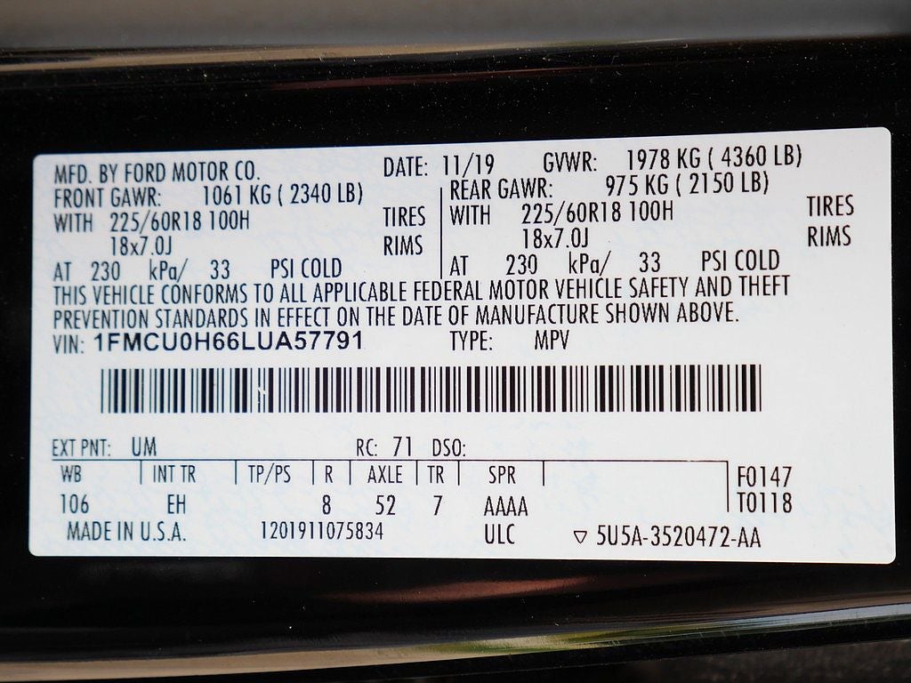 2020 Ford Escape SEL FWD