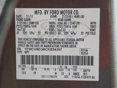 2012 Ford Escape Limited AWD 3.0