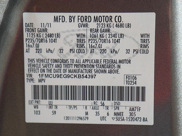 2012 Ford Escape Limited AWD 3.0