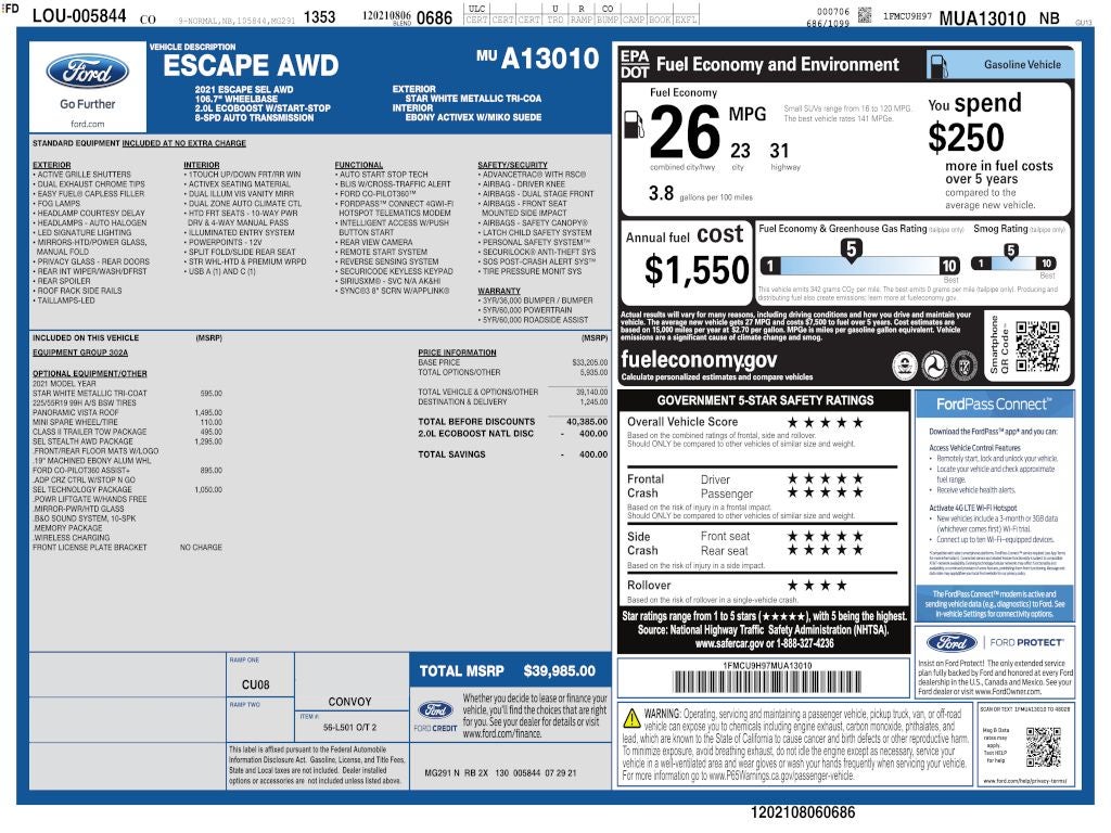 2021 Ford Escape SEL AWD 2.0
