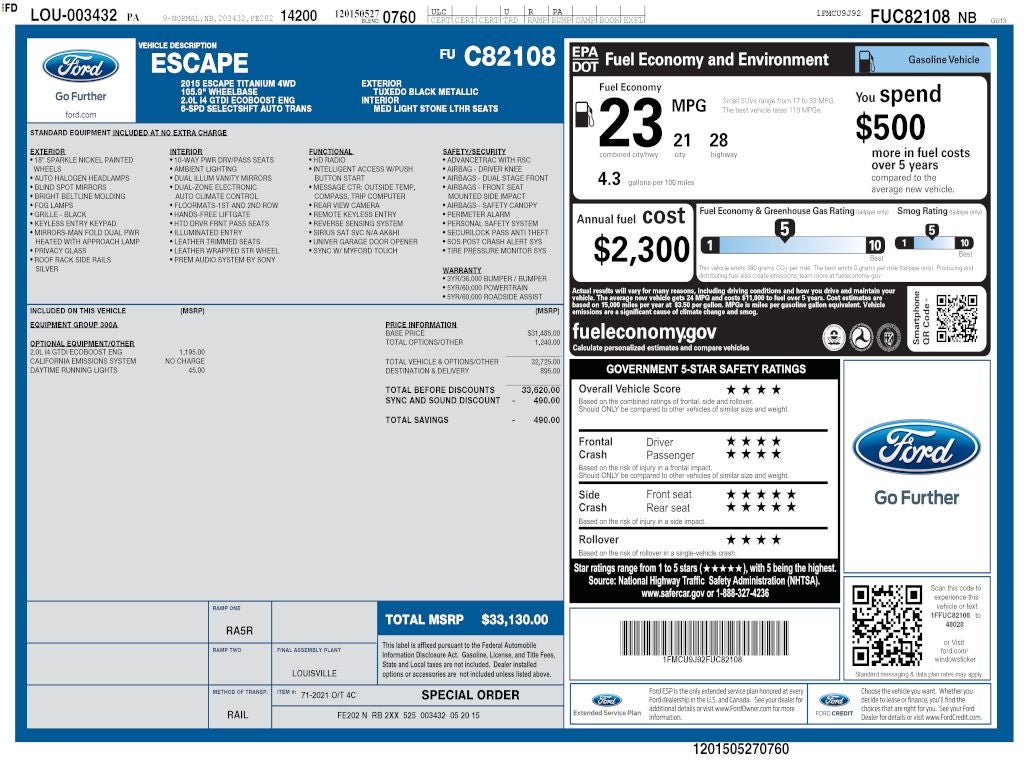2015 Ford Escape Titanium AWD