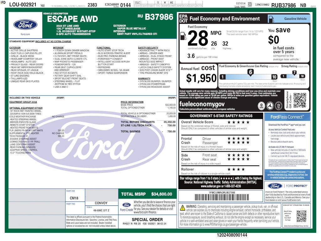 2024 Ford Escape ST-Line AWD