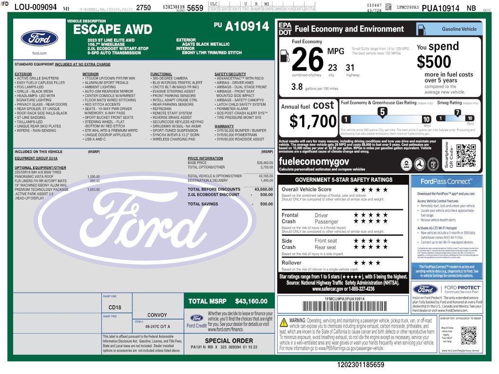 2023 Ford Escape ST-Line Elite AWD