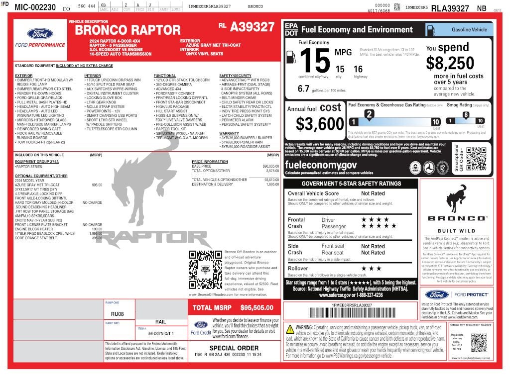 2024 Ford Bronco Raptor 4WD