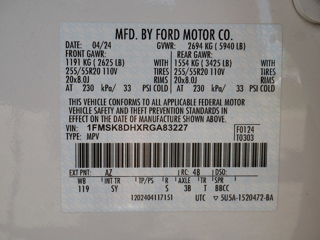 2024 Ford Explorer XLT AWD 202A