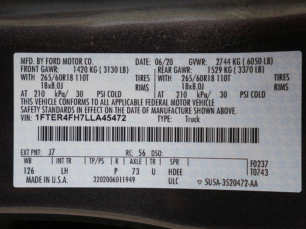 2020 Ford Ranger XLT CREW 4WD