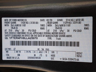 2020 Ford Ranger Lariat CREW 4WD