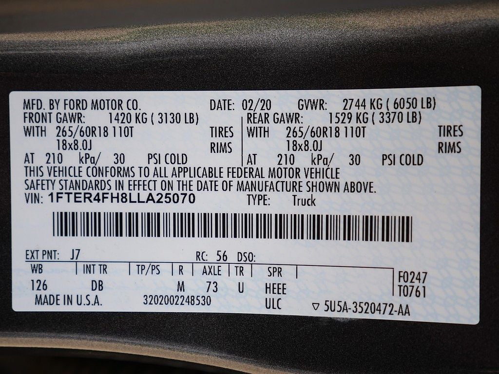 2020 Ford Ranger Lariat CREW 4WD