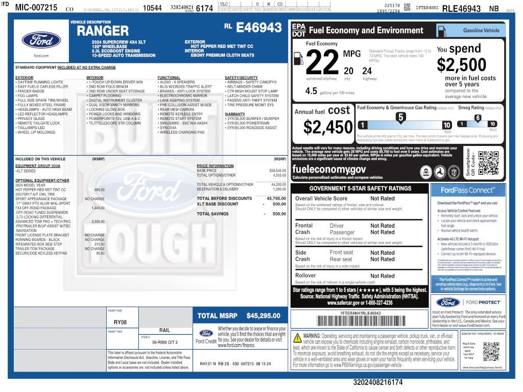 2024 Ford Ranger XLT CREW 4WD