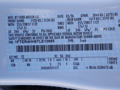 2026 Ford Ranger XLT CREW 4WD