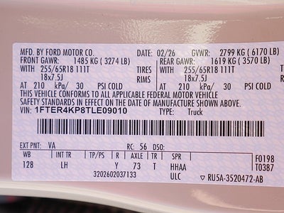 2026 Ford Ranger Lariat CREW 4WD