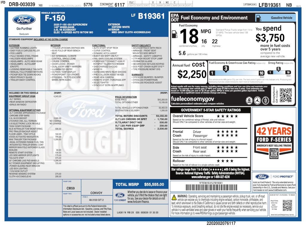 2020 Ford F-150 XLT CREW 3.5