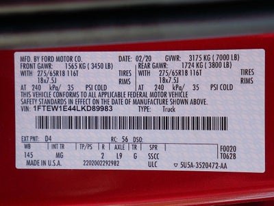 2020 Ford F-150 XLT CREW 3.5