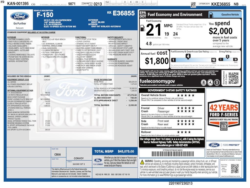 2019 Ford F-150 STX CREW 2.7