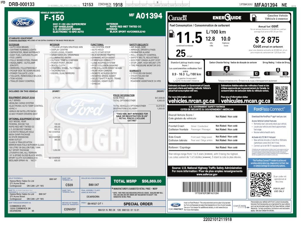2021 Ford F-150 XLT CREW 2.7