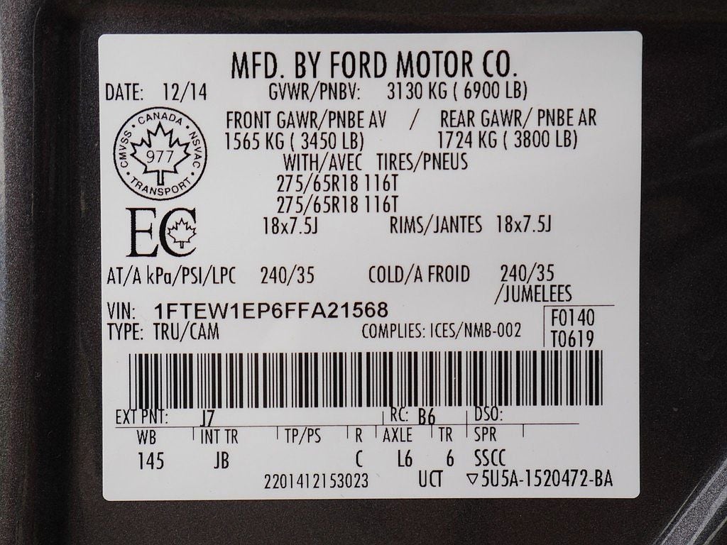 2015 Ford F-150 XLT CREW 2.7