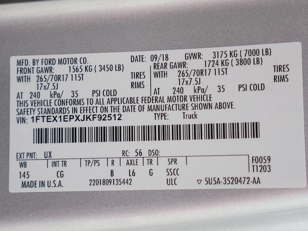 2018 Ford F-150 XL SUPER CAB 2.7 4WD