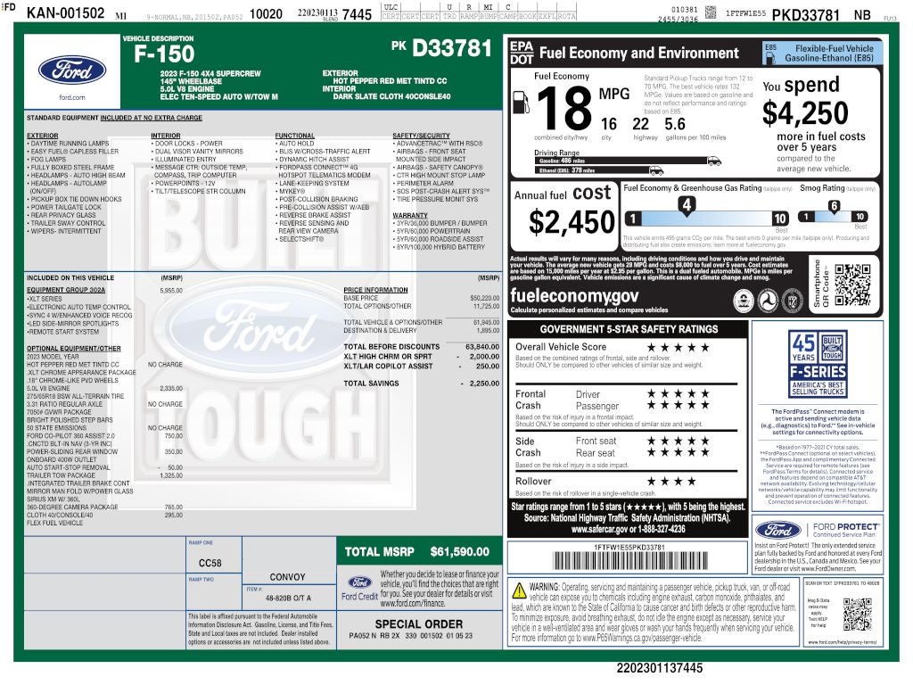 2023 Ford F-150 XLT CREW 5.0