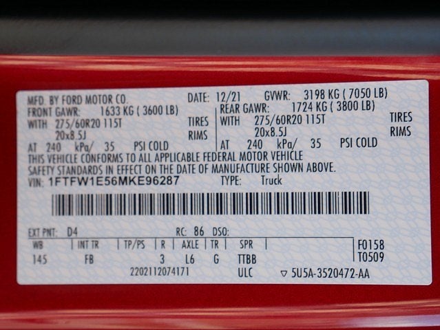 2021 Ford F-150 BLACK WIDOW CREW 5.0