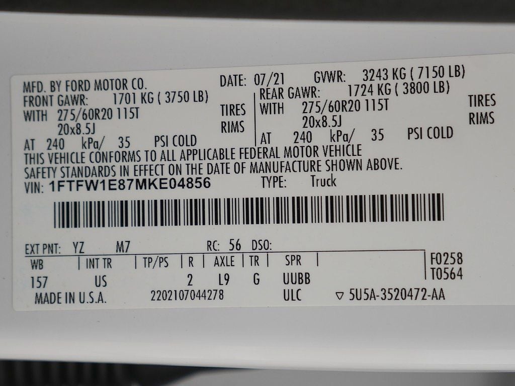 2021 Ford F-150 XLT LONG BED CREW 3.5
