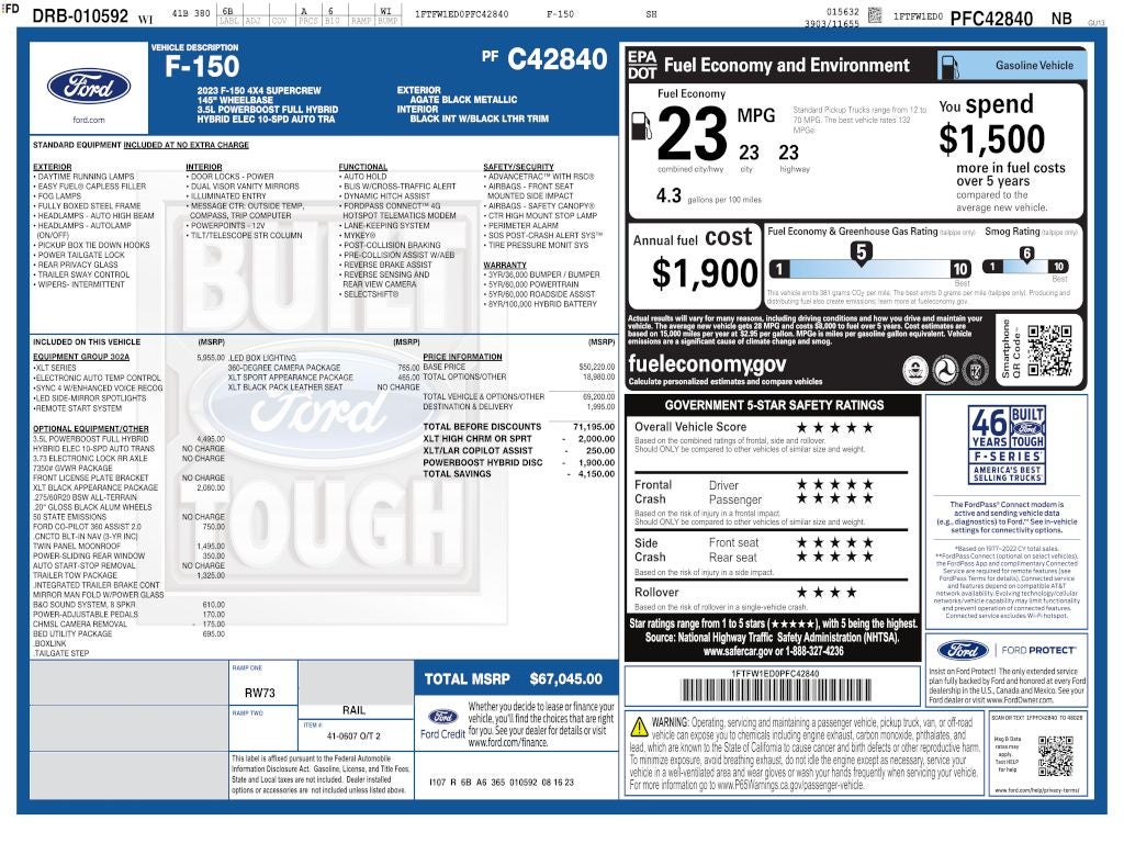 2023 Ford F-150 XLT CREW 3.5 PB
