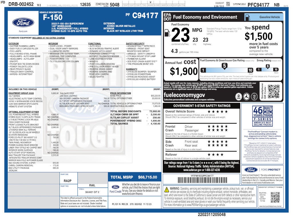 2023 Ford F-150 XLT CREW 3.5 PB