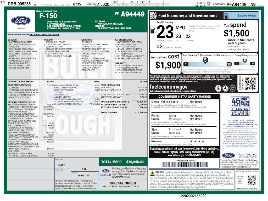 2023 Ford F-150 XLT CREW 3.5 PB