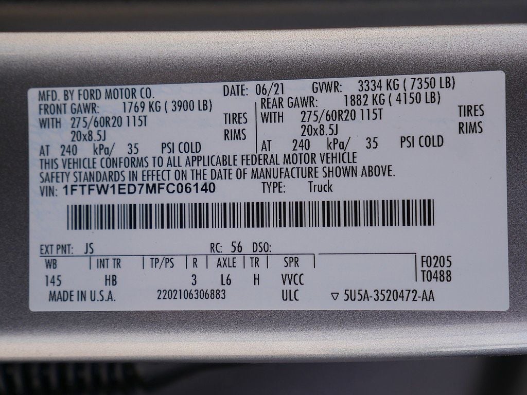 2021 Ford F-150 Lariat CRW 3.5 PB