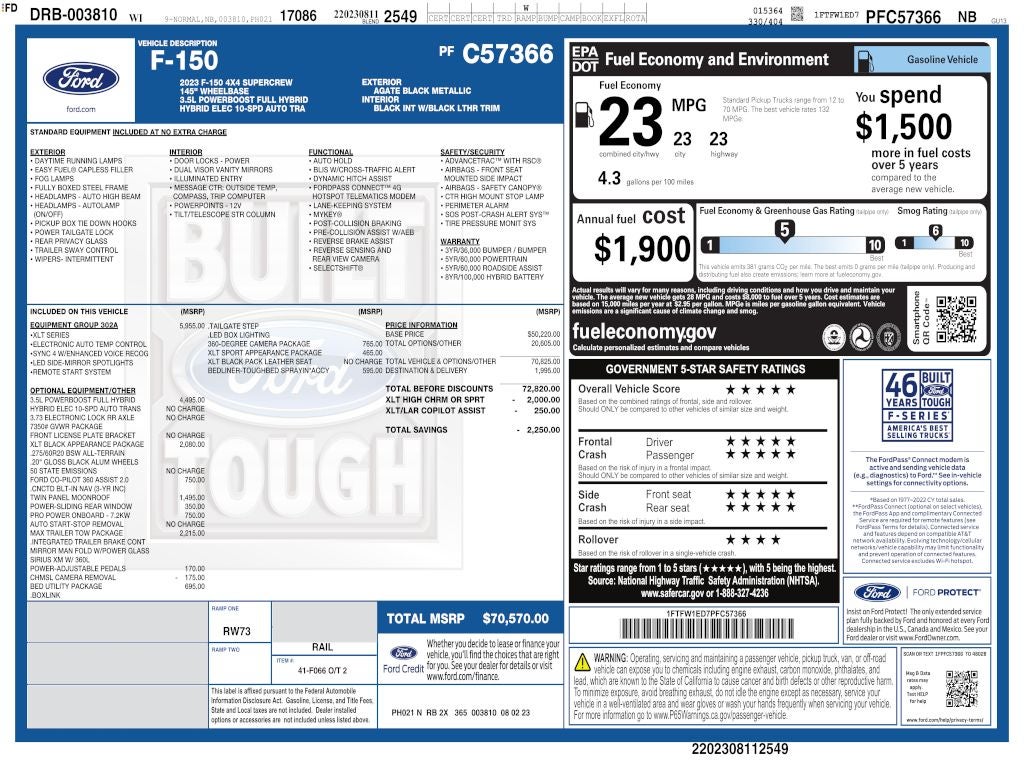 2023 Ford F-150 XLT CREW 3.5 PB
