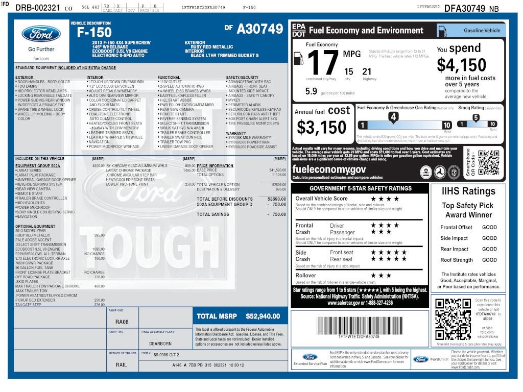 2013 Ford F-150 Lariat CREW 3.5