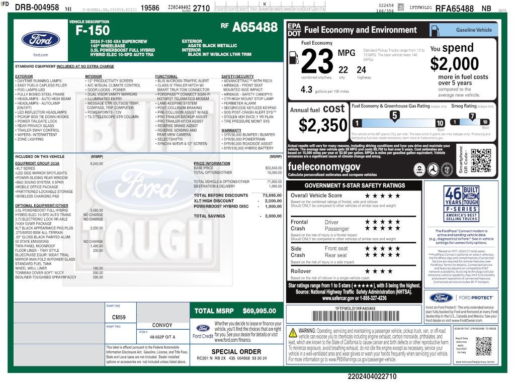2024 Ford F-150 XLT CREW 3.5 303A