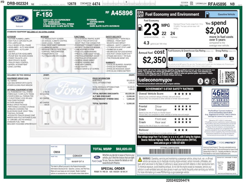 2024 Ford F-150 XLT CREW LONG BED 3.5 PB