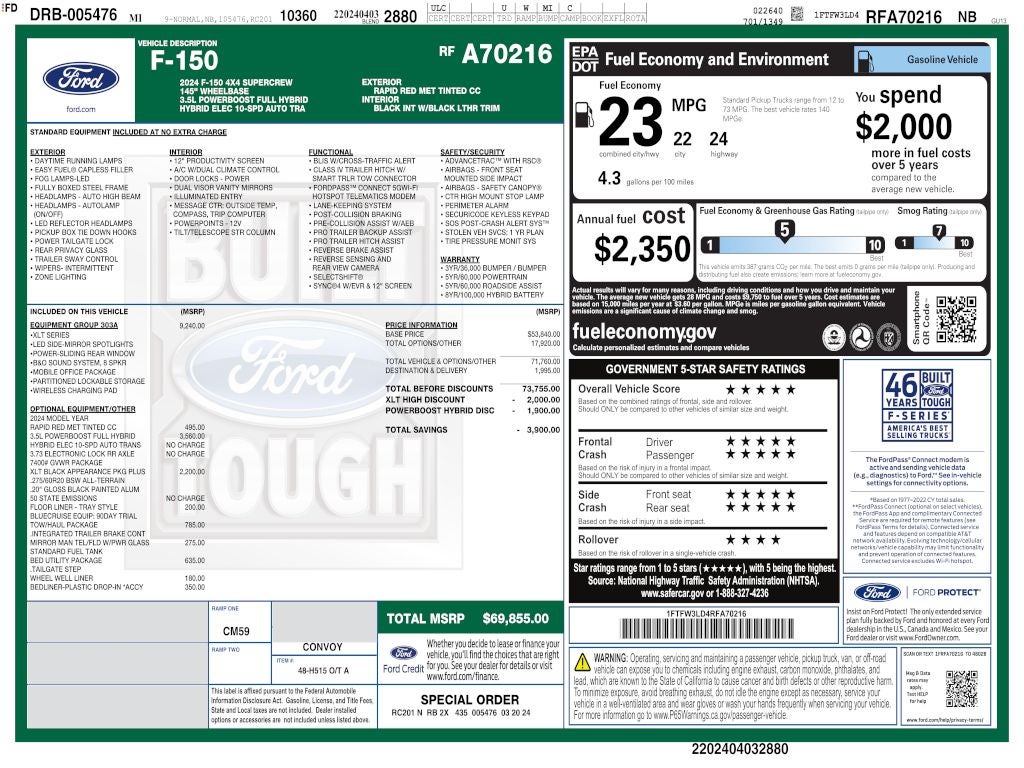 2024 Ford F-150 XLT CREW 3.5 PB 303A