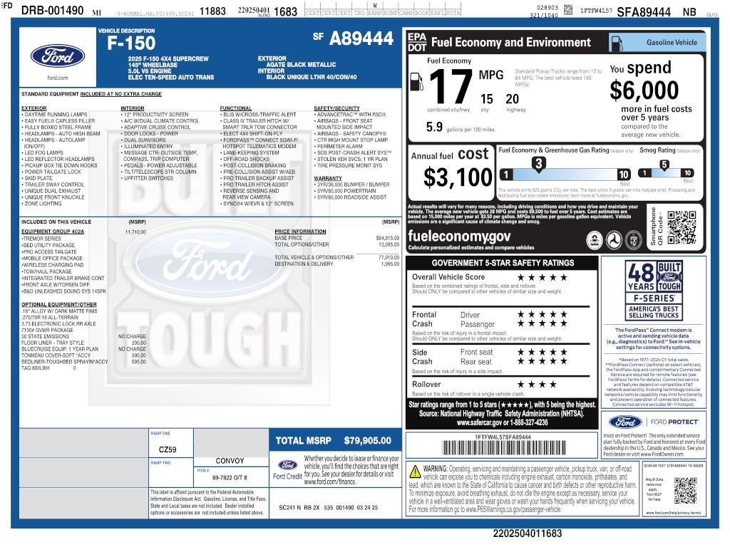 2025 Ford F-150 Tremor CREW 5.0 402A