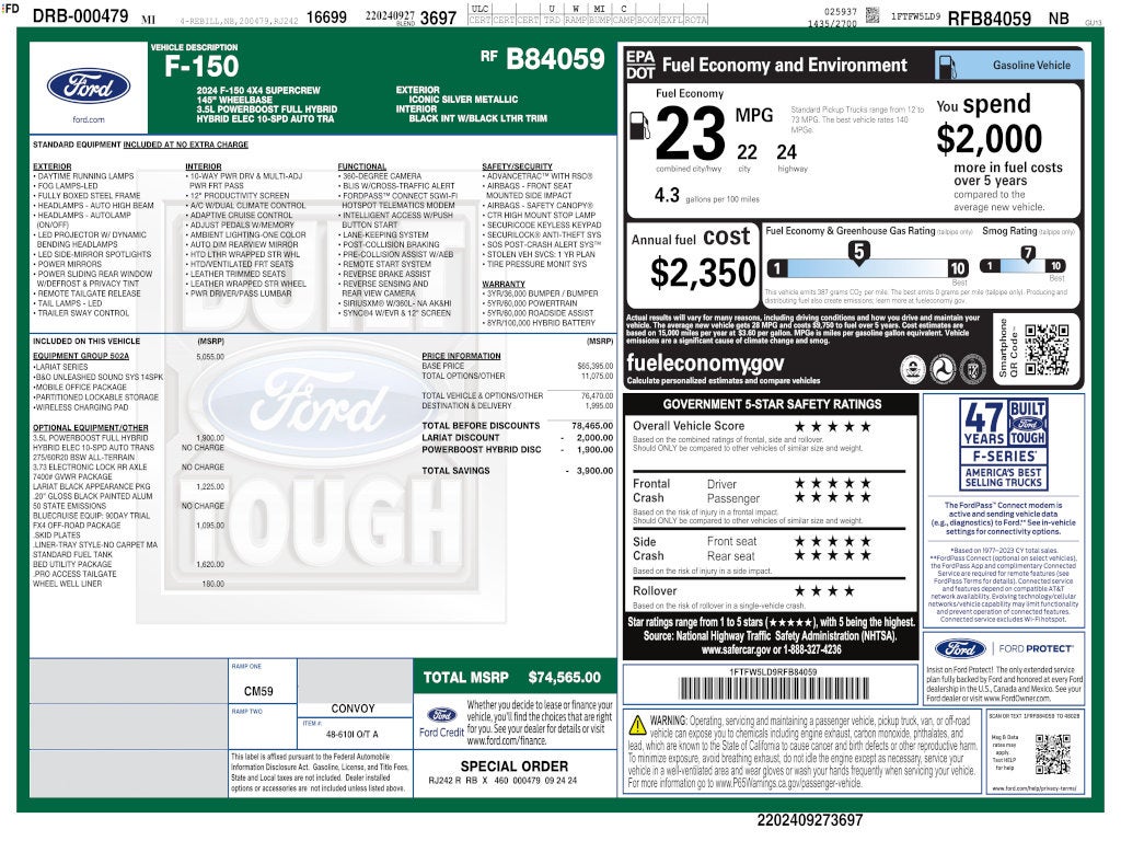 2024 Ford F-150 Lariat CREW 3.5 PB
