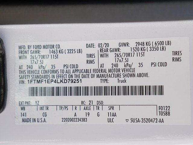 2020 Ford F-150 XL REG CAB 2.7 4WD