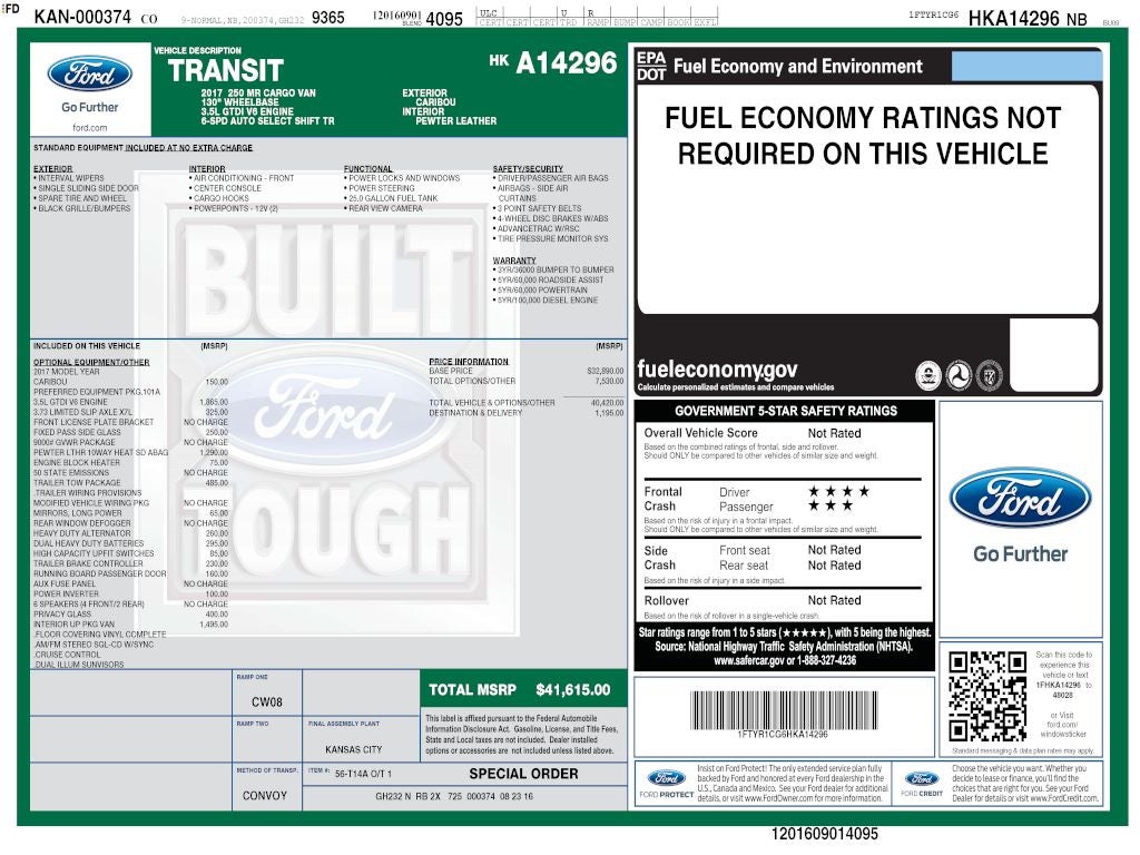 2017 Ford Transit-250 MID ROOF CARGO 3.5 ECOBOOST