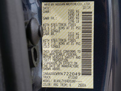 2015 Nissan Frontier SV 4WD