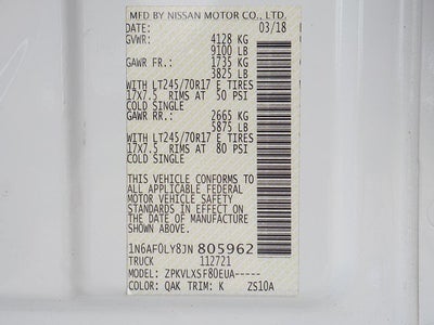 2018 Nissan NV2500 HD SV High Roof