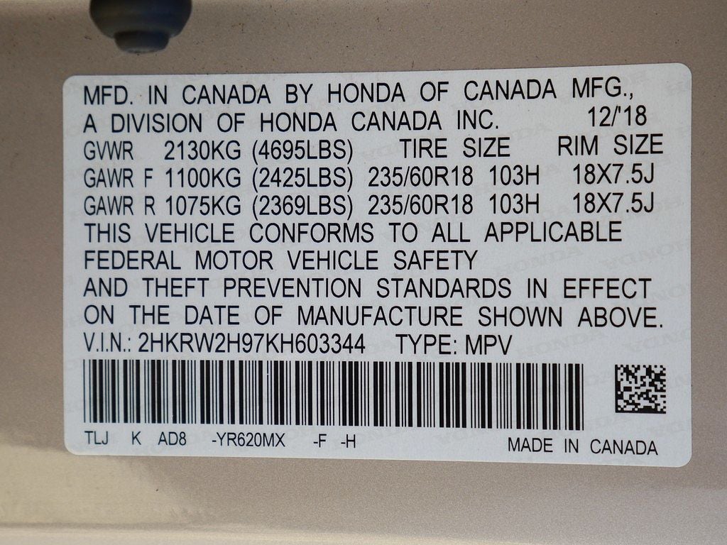 2019 Honda CR-V Touring AWD