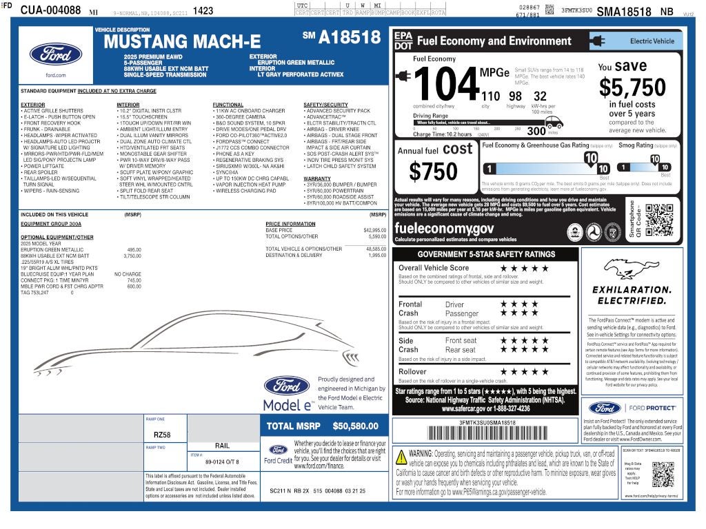 2025 Ford Mustang Mach-E Premium EXT RANGE AWD