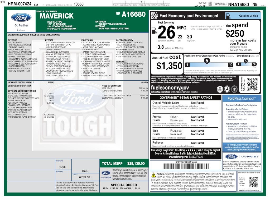 2022 Ford Maverick XLT FWD
