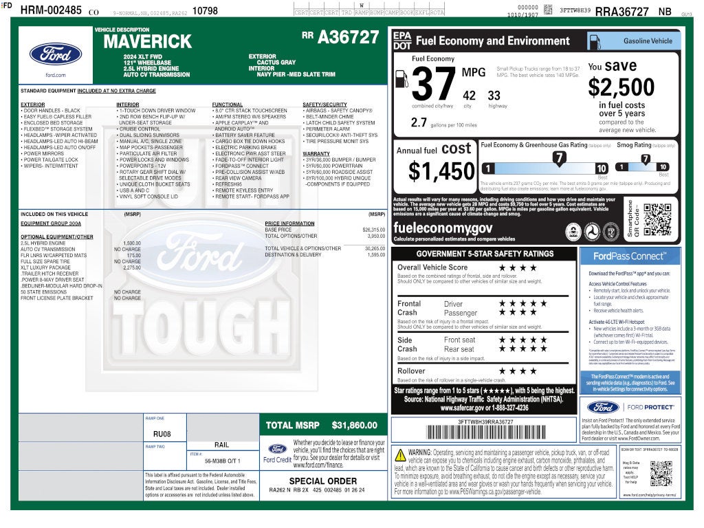2024 Ford Maverick XLT FWD HYBRID