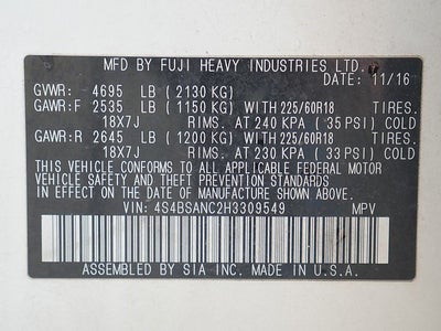 2017 Subaru Outback 2.5i Limited