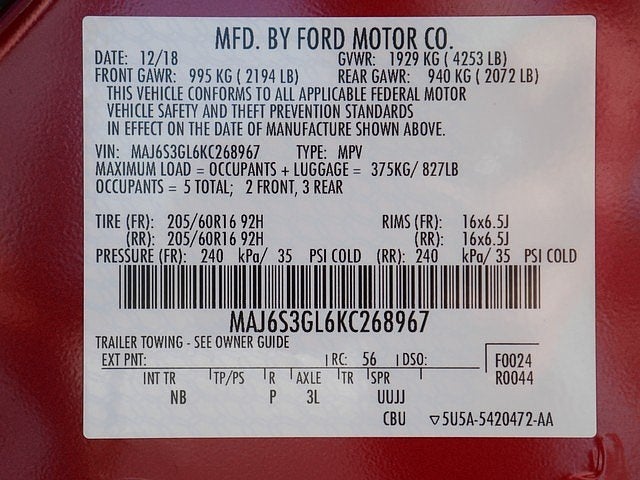 2019 Ford EcoSport SE AWD 2.0