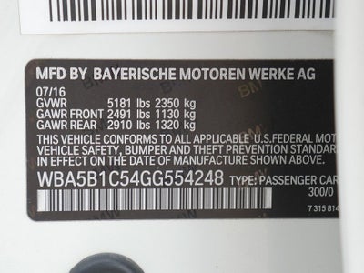 2016 BMW 5 Series 535i RWD