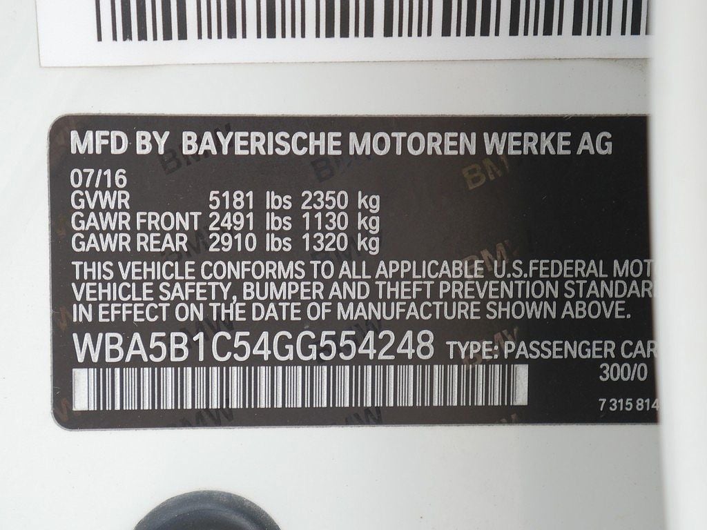 2016 BMW 5 Series 535i RWD